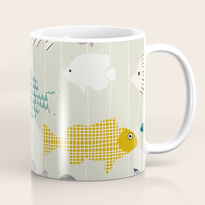 Fresh fish on warm grey pattern Coffee Mug Gallery Image 1