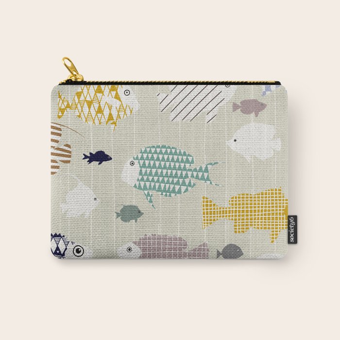 Fresh fish on warm grey pattern Carry All Pouch Gallery Image 1