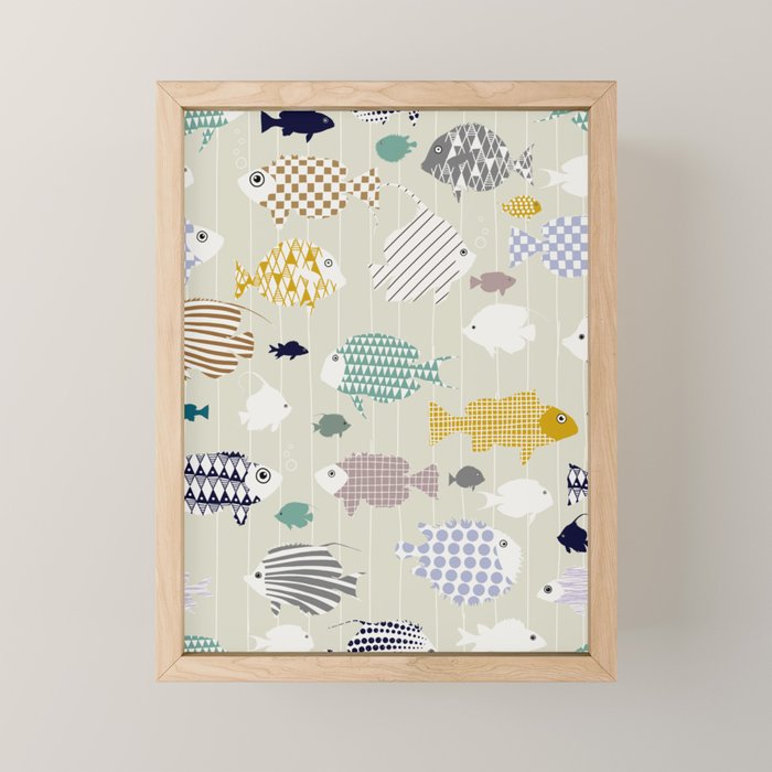 Fresh fish on warm grey pattern Mini Art Print Gallery Image 1