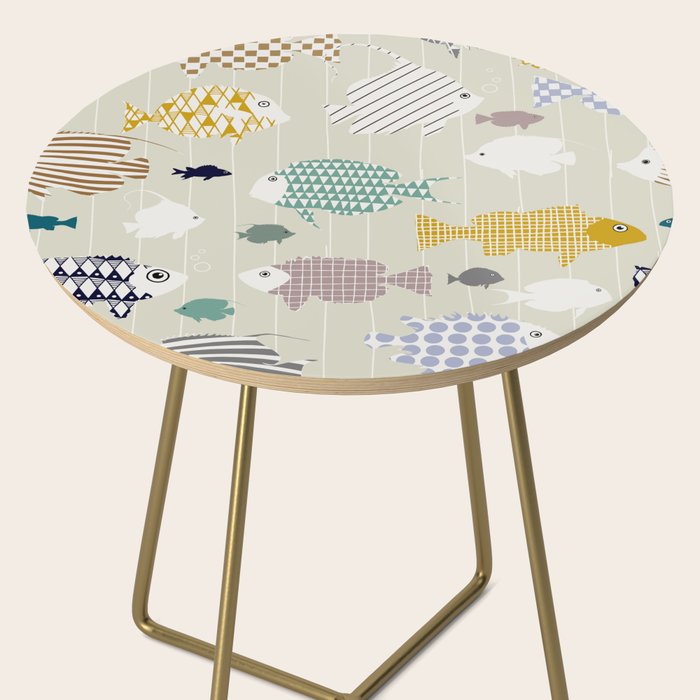 Fresh fish on warm grey pattern Side Table Gallery Image 2