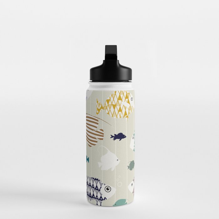 Fresh fish on warm grey pattern Water Bottle Gallery Image 3
