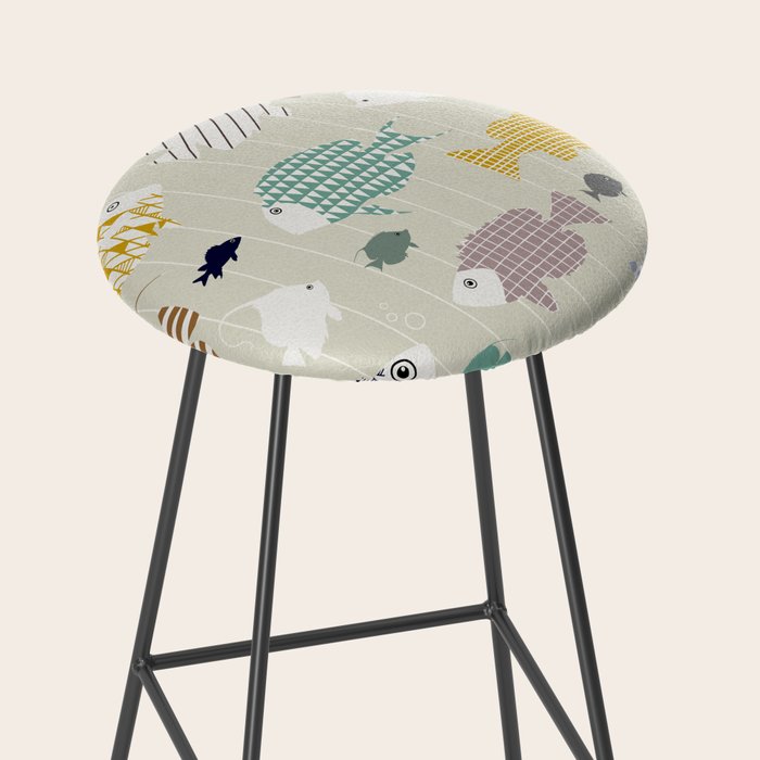Fresh fish on warm grey pattern Stool Gallery Image 2