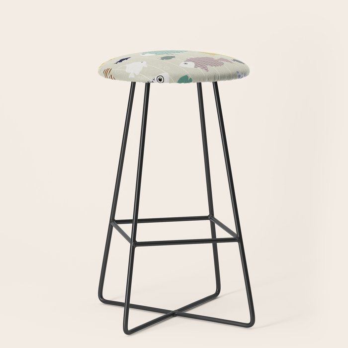 Fresh fish on warm grey pattern Stool Gallery Image 1