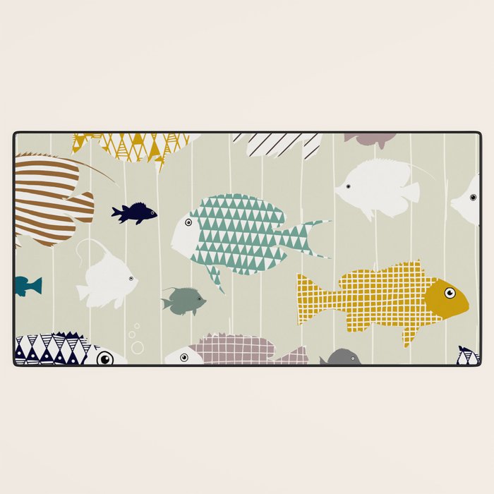Fresh fish on warm grey pattern Desk Mat Gallery Image 3