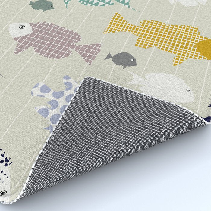 Fresh fish on warm grey pattern Rug Gallery Image 4