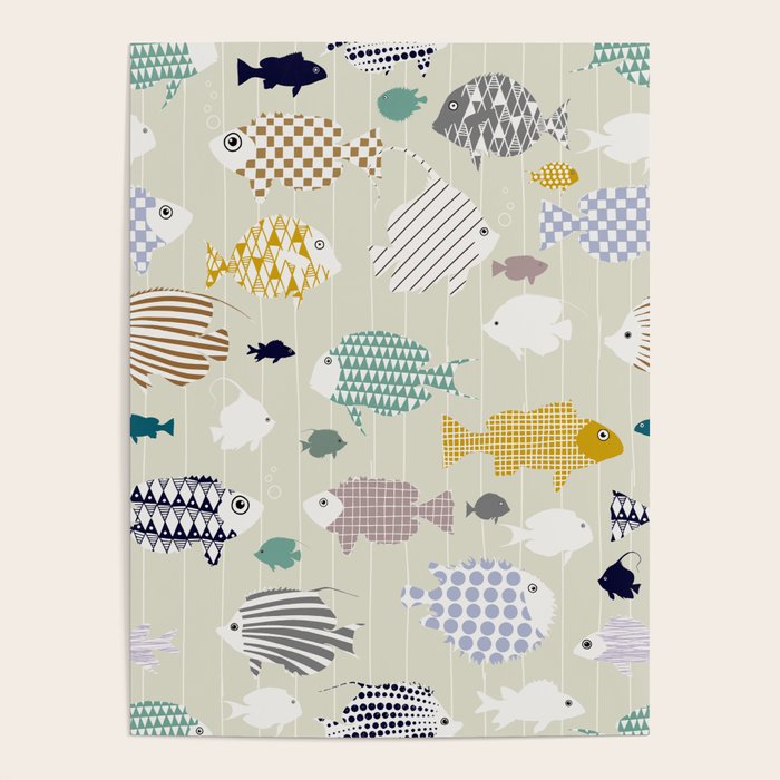 Fresh fish on warm grey pattern Poster Gallery Image 4