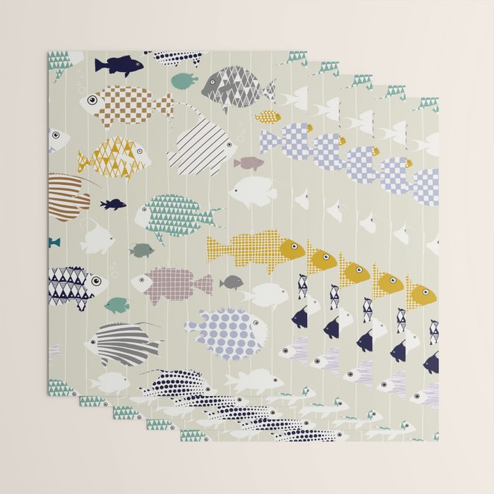 Fresh fish on warm grey pattern Wrapping Paper Gallery Image 3