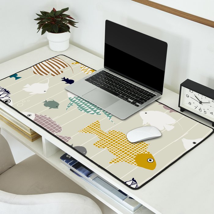Fresh fish on warm grey pattern Desk Mat Gallery Image 2