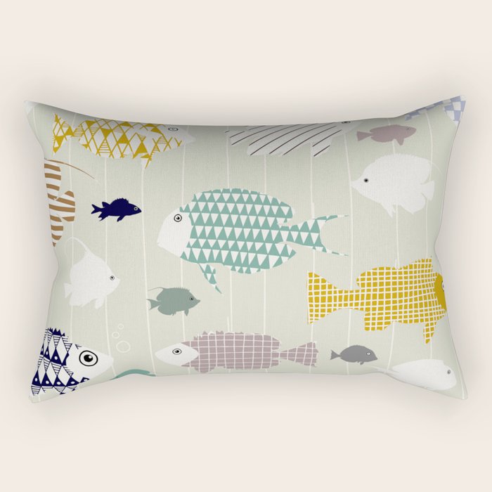 Fresh fish on warm grey pattern Rectangular Pillow Gallery Image 1