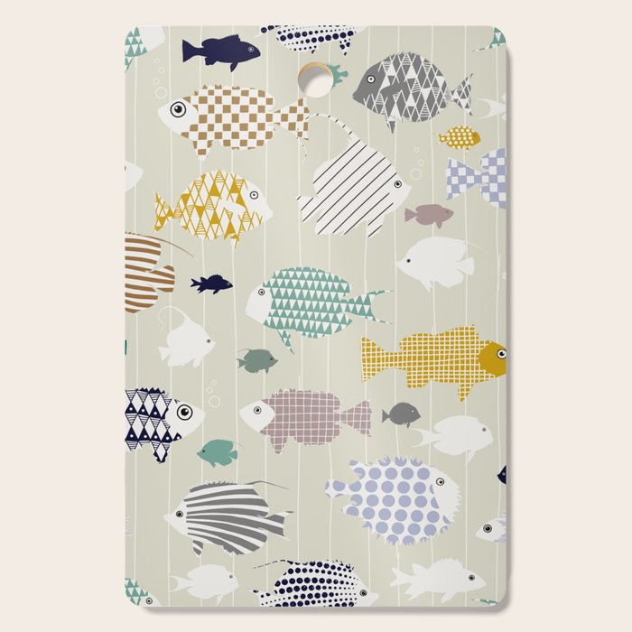 Fresh fish on warm grey pattern Cutting Board Gallery Image 1