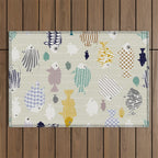 Fresh fish on warm grey pattern Outdoor Rug Gallery Image 1