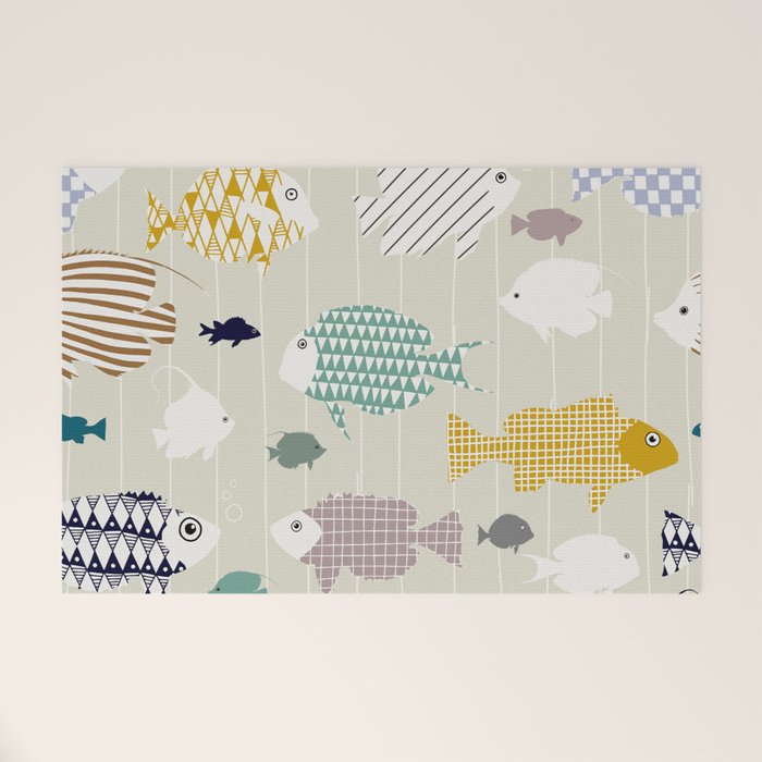 Fresh fish on warm grey pattern Welcome Mat Gallery Image 1