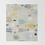 Fresh fish on warm grey pattern Throw Blanket Gallery Image 2
