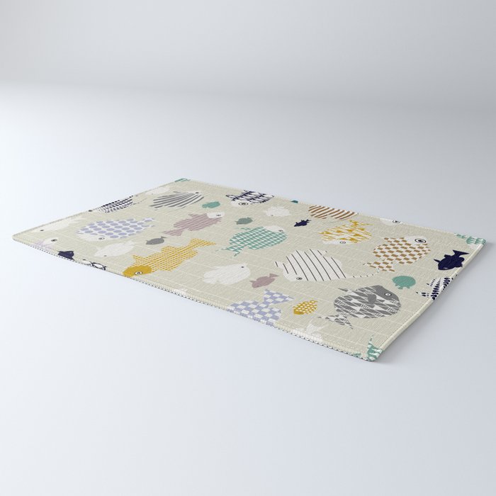 Fresh fish on warm grey pattern Rug Gallery Image 3