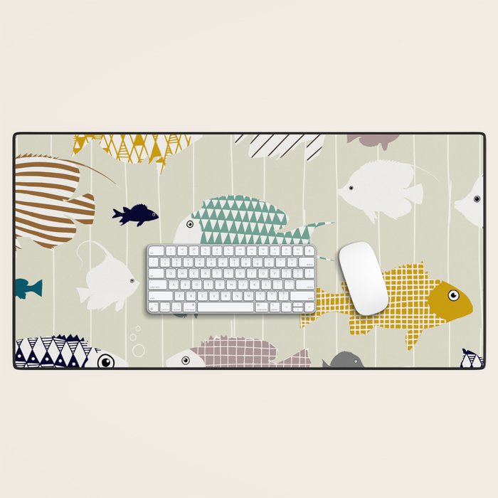 Fresh fish on warm grey pattern Desk Mat Gallery Image 1