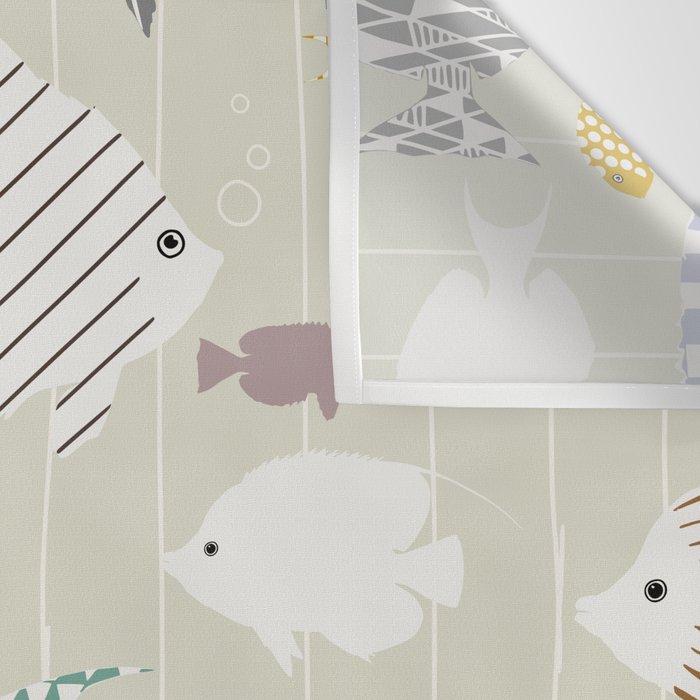 Fresh fish on warm grey pattern Wall Tapestry Gallery Image 3