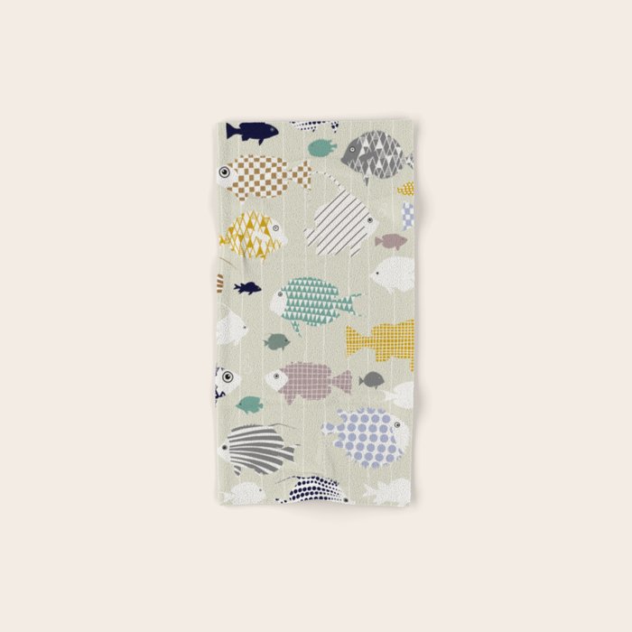 Fresh fish on warm grey pattern Bath Towel Gallery Image 1