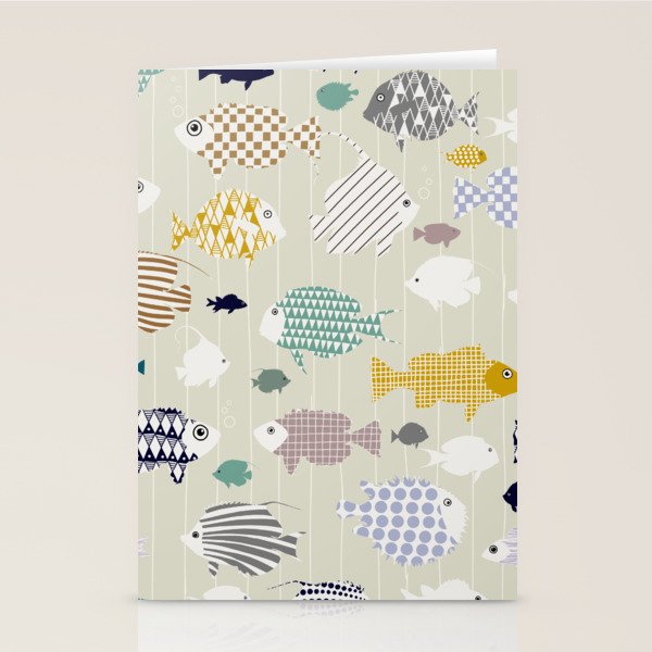 Fresh fish on warm grey pattern Stationery Card Gallery Image 2