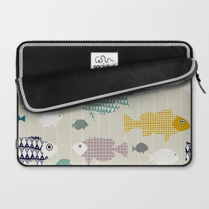 Fresh fish on warm grey pattern Laptop Sleeve Gallery Image 2