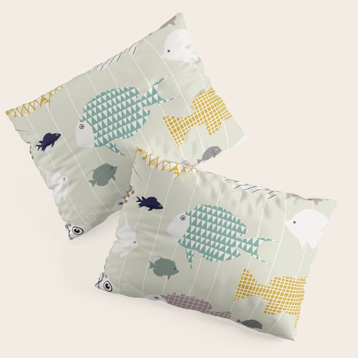 Fresh fish on warm grey pattern Pillow Sham Gallery Image 3