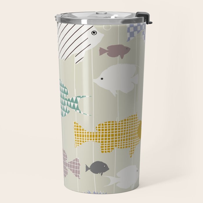 Fresh fish on warm grey pattern Travel Mug Gallery Image 2