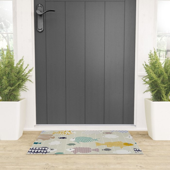 Fresh fish on warm grey pattern Welcome Mat Gallery Image 3