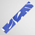 Blue Monstera Leaves White Background - Blue and White #decor #society6 #buyart Table Runner Gallery Image 3