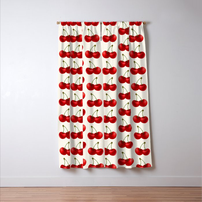Y2K Cherries - Creme Pattern Large Window Curtain Gallery Image 3