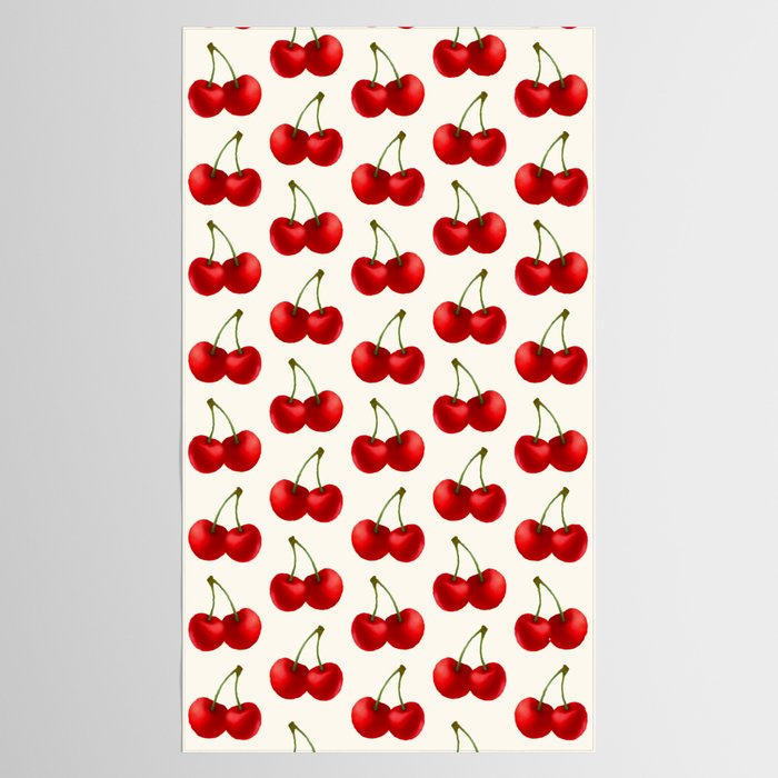 Y2K Cherries - Creme Pattern Large Tablecloth Gallery Image 2