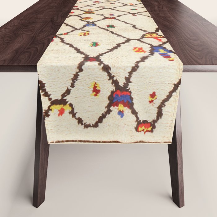 Vintage North African Berber Rug Print Table Runner Gallery Image 1