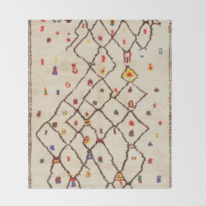 Vintage North African Berber Rug Print Throw Blanket Gallery Image 2