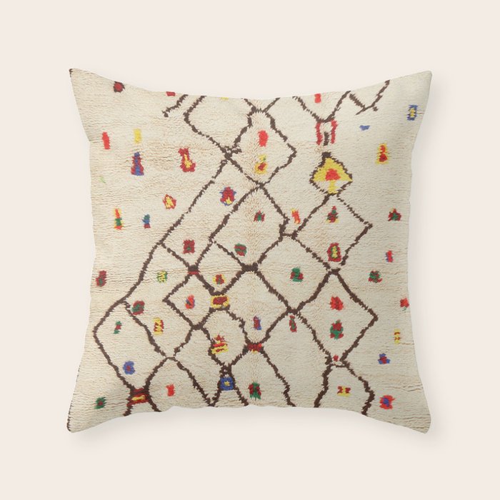 Vintage North African Berber Rug Print Throw Pillow Gallery Image 6