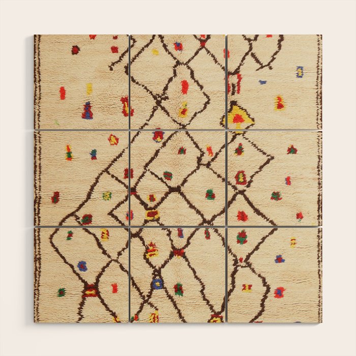 Vintage North African Berber Rug Print Wood Wall Art Gallery Image 1
