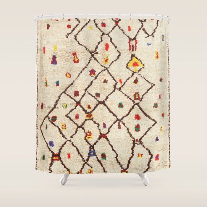 Vintage North African Berber Rug Print Shower Curtain Gallery Image 1