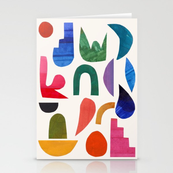 'Night Garden' Abstract Colorful Paper Collage Mid Century Fun Minimal Shapes by Ejaaz Haniff Stationery Card Gallery Image 2