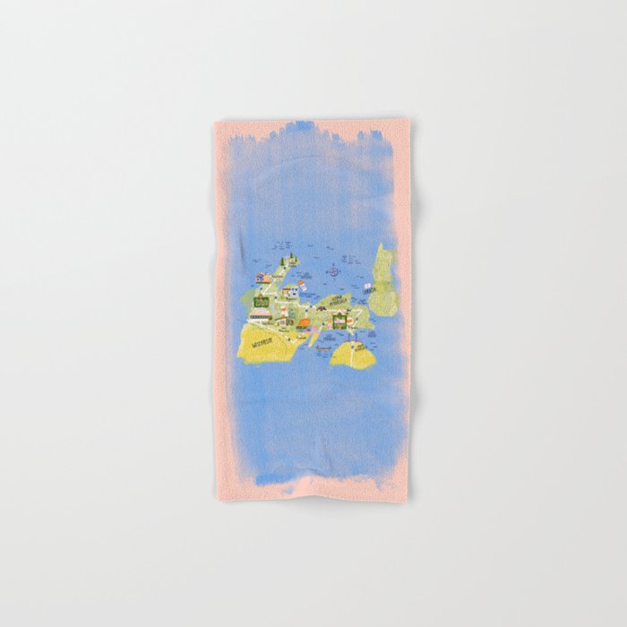 Map of Northern Michigan - Pasty Tour in Peach Bath Towel Gallery Image 1