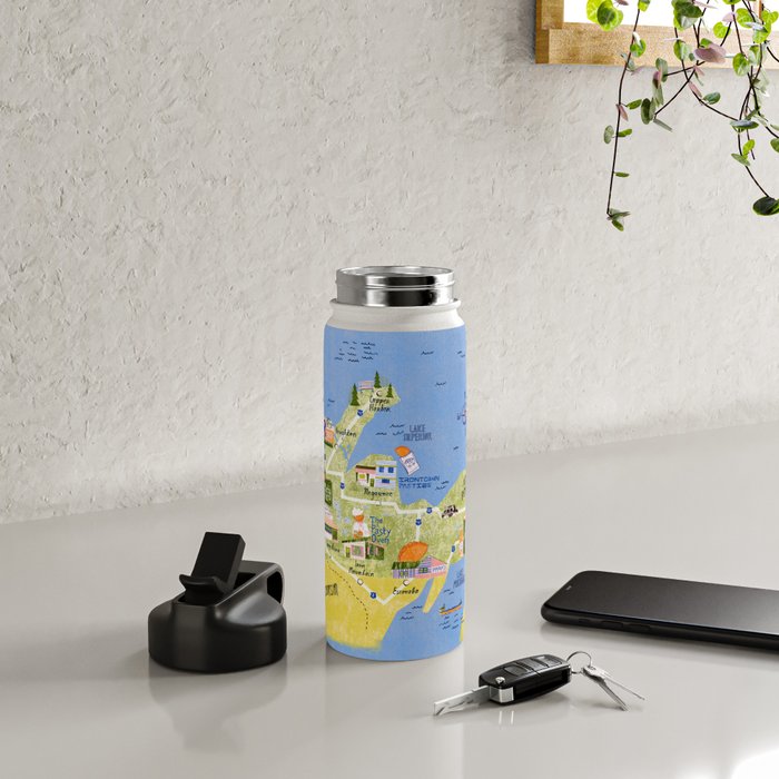 Map of Northern Michigan - Pasty Tour in Peach Water Bottle Gallery Image 4