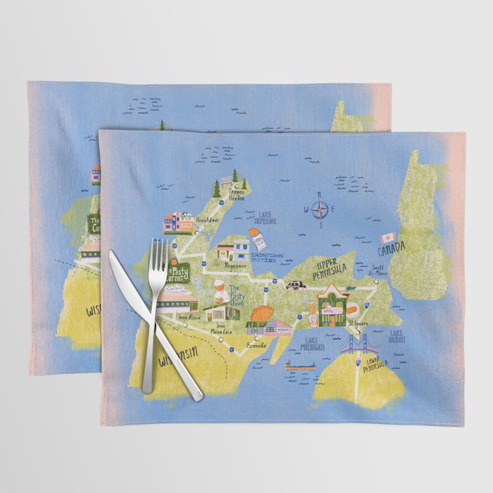 Map of Northern Michigan - Pasty Tour in Peach Placemat Gallery Image 1