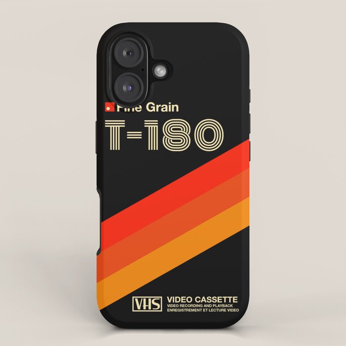 VHS cassette, case T-180 - retrowave poster, retrowave art iPhone Case Gallery Image 1