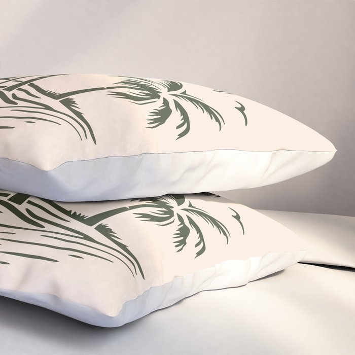 Vintage tropical palm tree beach island art Pillow Sham Gallery Image 3