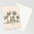 Vintage tropical palm tree beach island art Stationery Card Gallery Image 2