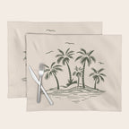 Vintage tropical palm tree beach island art Placemat Gallery Image 1