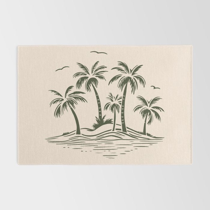 Vintage tropical palm tree beach island art Rug Gallery Image 2