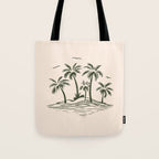 Vintage tropical palm tree beach island art Tote Bag Gallery Image 1