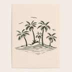 Vintage tropical palm tree beach island art Poster Gallery Image 4