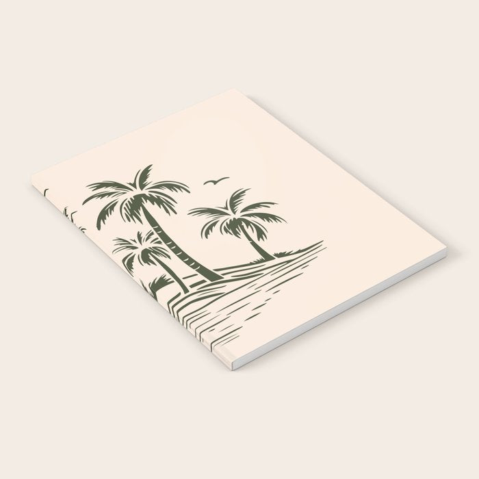 Vintage tropical palm tree beach island art Notebook Gallery Image 1