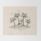 Vintage tropical palm tree beach island art Throw Blanket Gallery Image 2