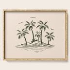 Vintage tropical palm tree beach island art Serving Tray Gallery Image 1