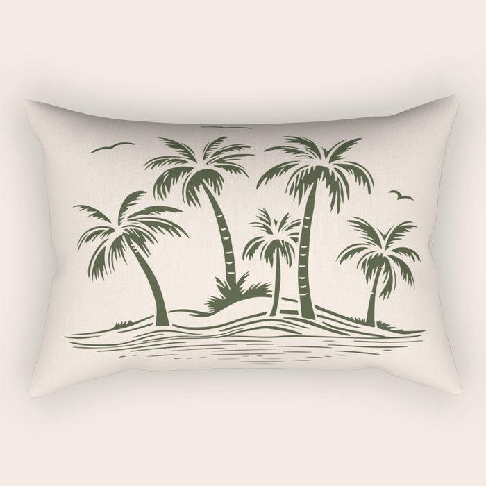 Vintage tropical palm tree beach island art Rectangular Pillow Gallery Image 1