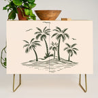 Vintage tropical palm tree beach island art Credenza Gallery Image 1